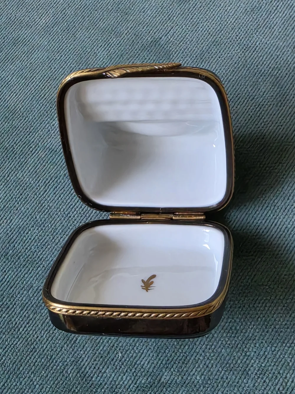 Limoges France Hand-Painted Porcelain Black and Gold Typewriter Trinket Box